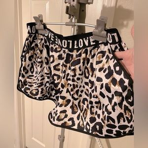 Dolphin Hem Leopard Print Shorts